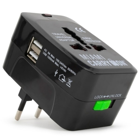 New Miami CarryOn Black Universal International Travel Adapter Two USB
Ports - Picture 1 of 4
